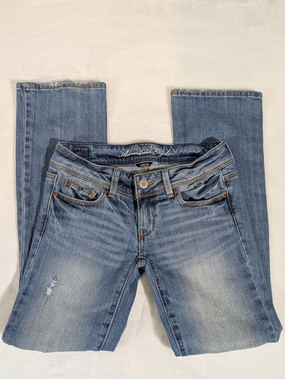 ❤️ 2009 American Eagle Low Rise Slim Boot Stretch Jeans Size 2 Short - Picture 13 of 13